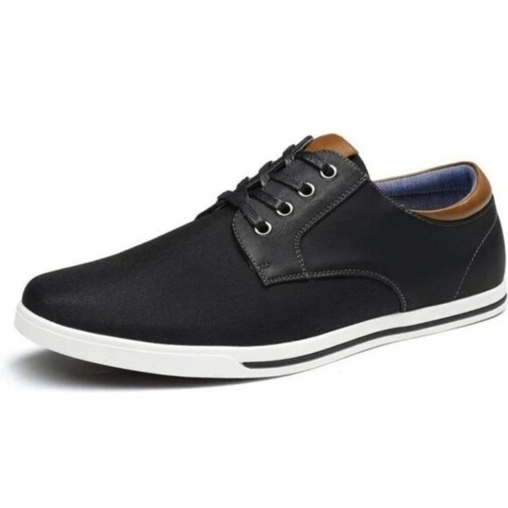 Bruno Marc Men's Black Leather Rivera Oxfords Lace Up Sneakers Non Marking